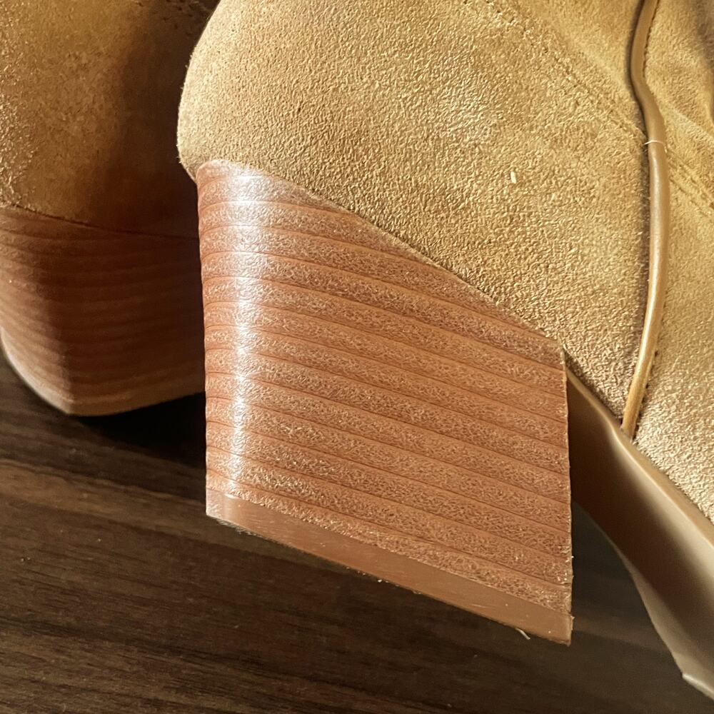 Steve Madden Taos Slouch Suede Western Boot Tan Brown Pull On Block Heel Size 10 - Picture 4 of 10